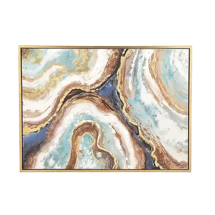Blue Marbling Agate Framed Canvas Art Print