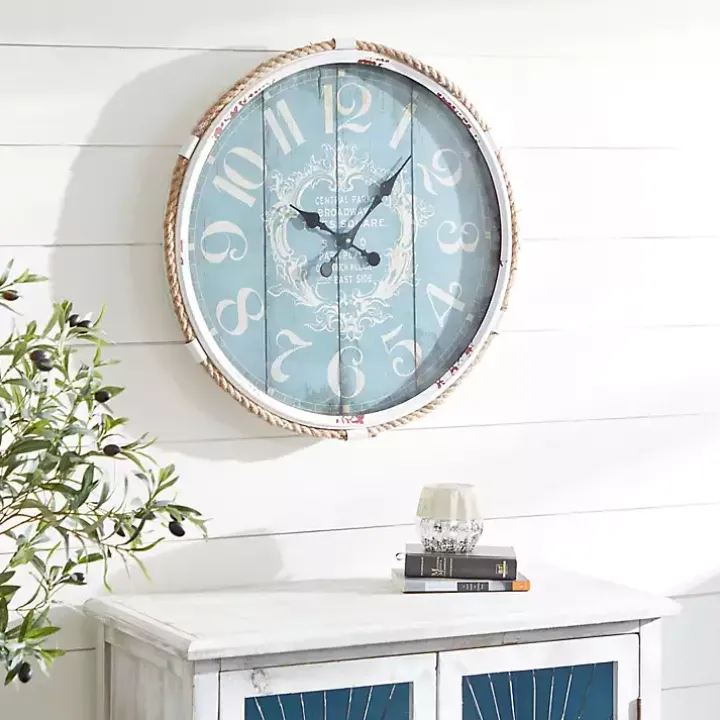 Blue Metal and Rope Wall Clock