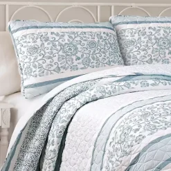 Blue Nisha Floral Full/Queen 3-pc. Quilt Set