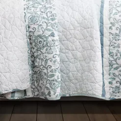 Blue Nisha Floral Full/Queen 3-pc. Quilt Set