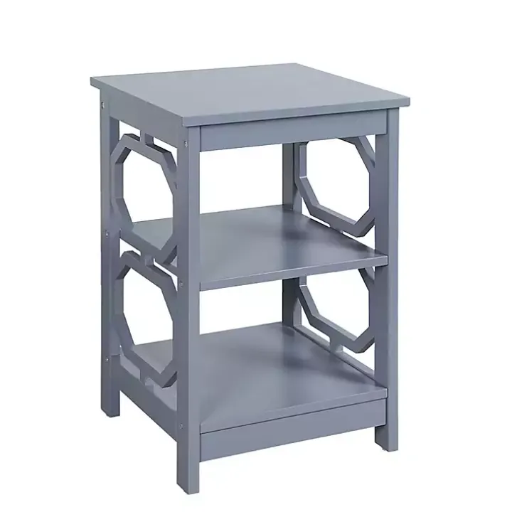 Blue Octagon 2-Shelf Accent Table