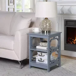 Blue Octagon 2-Shelf Accent Table