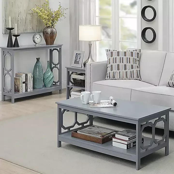 Blue Octagon 2-Shelf Accent Table