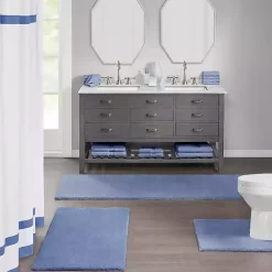 Blue Plush Microfiber Bath Mat, 20x24