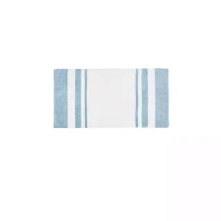Blue Reversible Stripe Trim Bath Mat, 45 in.