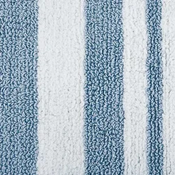Blue Reversible Stripe Trim Bath Mat, 45 in.