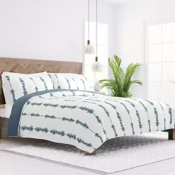 Blue Shibori Reversible 3-pc. Queen Quilt Set