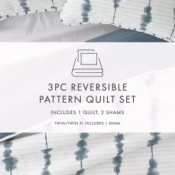 Blue Shibori Reversible 3-pc. King Quilt Set
