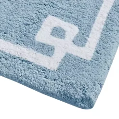 Blue Simple Trim Cotton Tufted Bath Mat, 72 in.