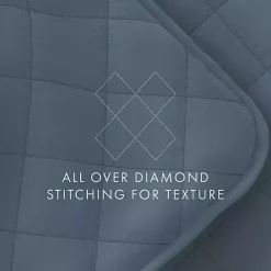 Blue Stitched Diamond 3-pc. Queen Quilt Set