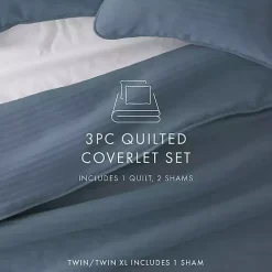 Blue Stitched Stripes 2-pc. Twin Quilt Set