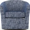 Blue Swivel Barrel Accent Chair