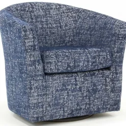 Blue Swivel Barrel Accent Chair