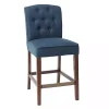 Blue Tufted Upholstered Wood Counter Stool