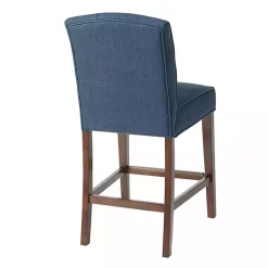 Blue Tufted Upholstered Wood Counter Stool
