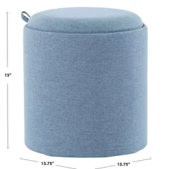 Blue Upholstered Ottomans with Tray Tops, Set of 2