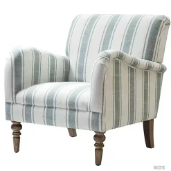 Blue White Carved Slope Stripe Accent Chair