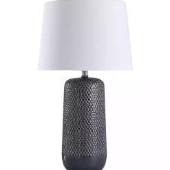 Blue Woven Ceramic Wicker Table Lamp