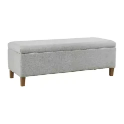 Blue-Gray Upholstered Soft-Close Storage Bench