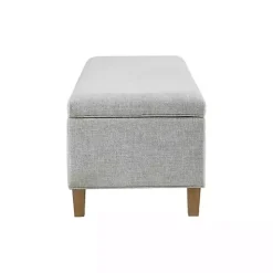 Blue-Gray Upholstered Soft-Close Storage Bench