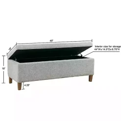 Blue-Gray Upholstered Soft-Close Storage Bench
