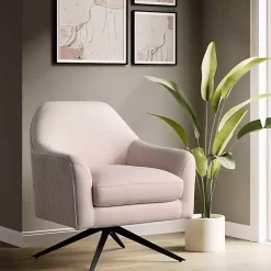 Blush Velvet Swivel Accent Chair