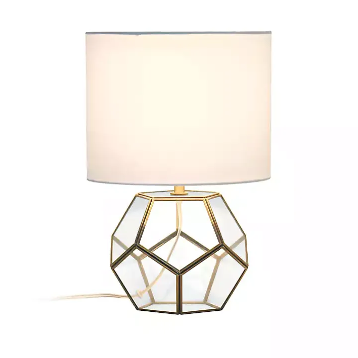 Brass and Glass Octagon Table Lamp