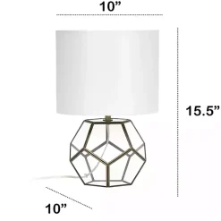 Brass and Glass Octagon Table Lamp