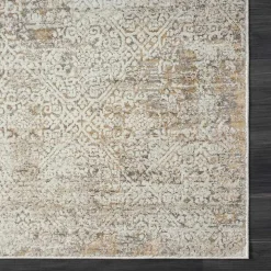 Brisbane Beige Faded Damask Area Rug, 2x3