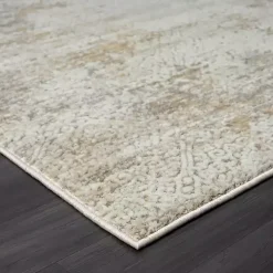 Brisbane Beige Faded Damask Area Rug, 2x3