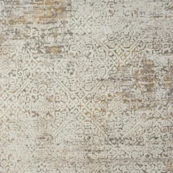 Brisbane Beige Faded Damask Area Rug, 5x8