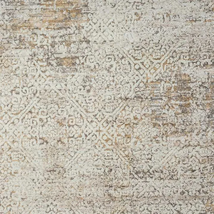 Brisbane Beige Faded Damask Area Rug, 2x3