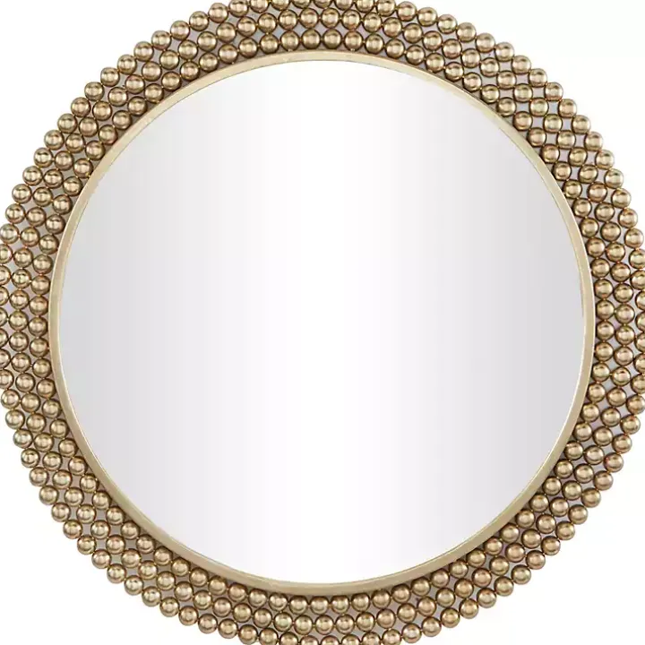 Bronze Metal Tiered Bead Frame Wall Mirror