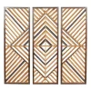 Bronze Tan Wood Geometric Wall Plaques, Set of 3