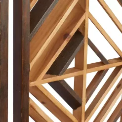 Bronze Tan Wood Geometric Wall Plaques, Set of 3