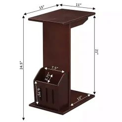 Brown Accent Table with Magazine Holder