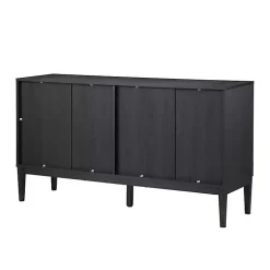 Brown and Black Wood Chevron 4-Door Sideboard