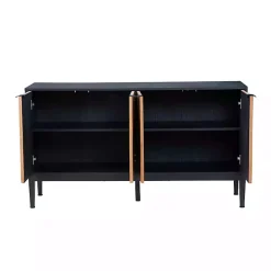 Brown and Black Wood Chevron 4-Door Sideboard
