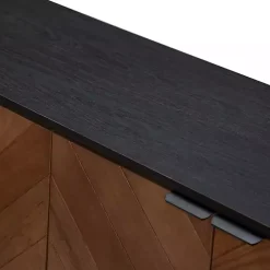 Brown and Black Wood Chevron 4-Door Sideboard
