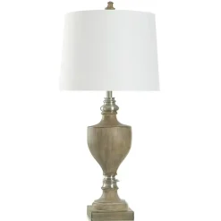 Brown and Brushed Silver Table Lamp