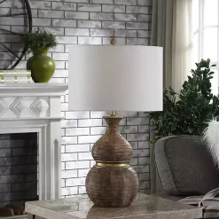 Brown and Gold Gourd Table Lamp
