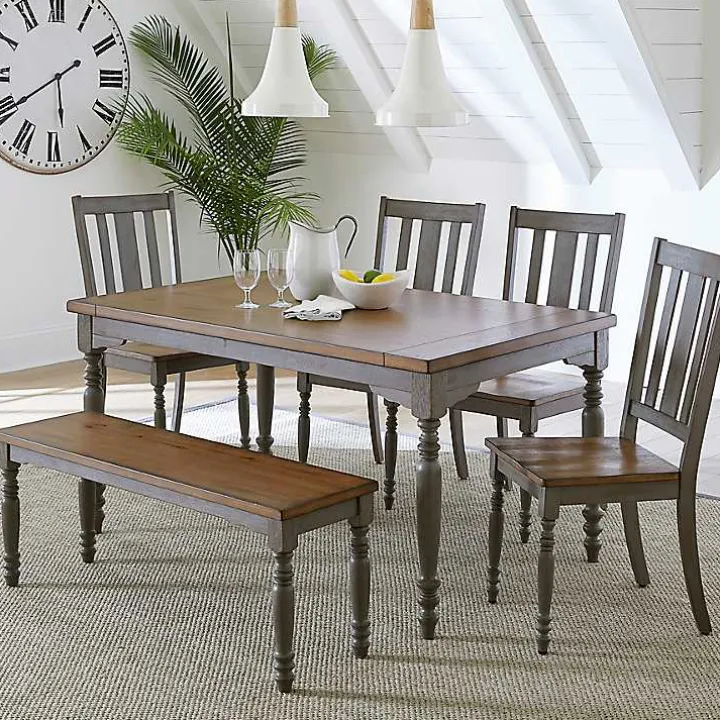 Brown and Gray Traditional Wood Dining Table