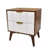 Brown and White Wood 2-Drawer Nightstand