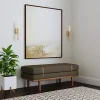 Brown Boucle Brown Faux Leather Bench