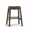 Brown Ella Saddle Bar Stool with Nailhead Trim
