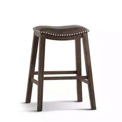 Brown Ella Saddle Bar Stool with Nailhead Trim