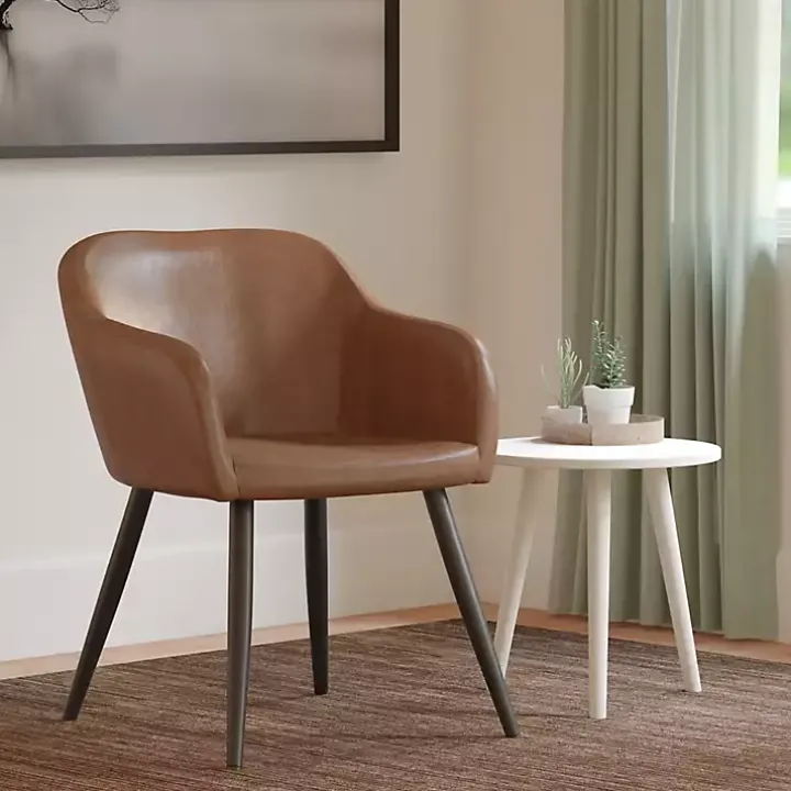 Brown Faux Leather Adalena Accent Chair