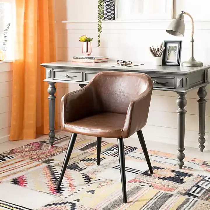 Brown Faux Leather Adalena Accent Chair