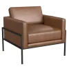 Brown Faux Leather Black Metal Accent Chair
