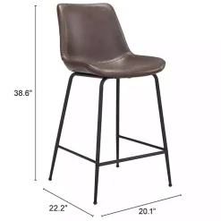 Brown Faux Leather Highback Counter Stool